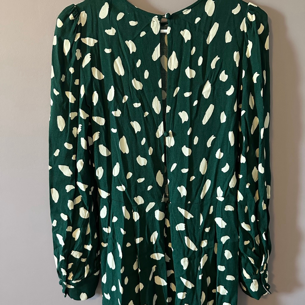 Reformation Women’s Creed Midi Dress Green White Abstract Dot Print Size 8 - Picture 9 of 12